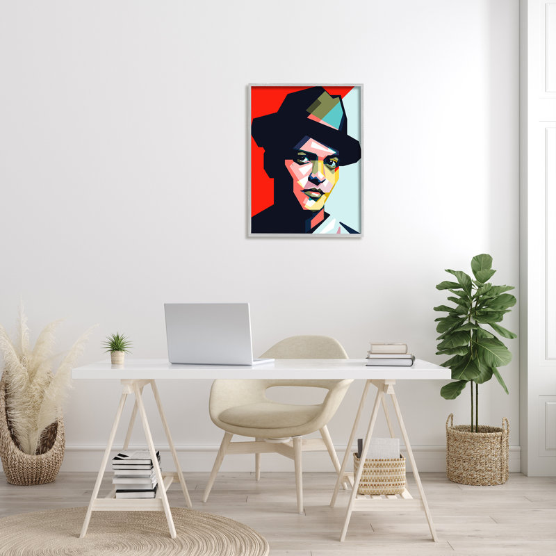 " Bruno Mars Modern Pop Portrait Abstract Geometric Pattern ", 30" H x 24" W x 1.5" D