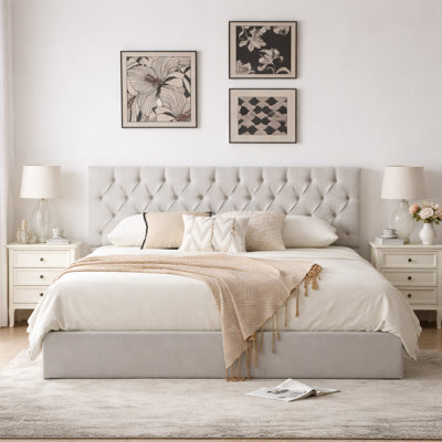 Lit plateforme tapissier avec rangement Arcadia