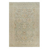 Rug & Kilim’S Oversized Shield Rug In Pale Green With Floral Medallions