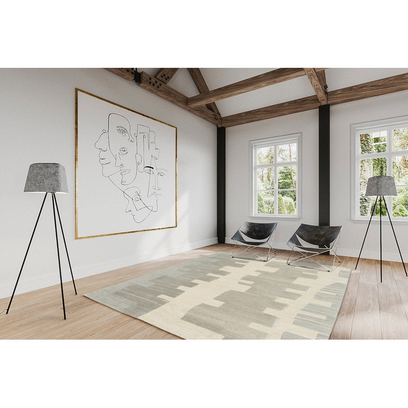 Bamboo Slat / Seagrass Geometric Area Rug, Rectangle 3' x 5'
