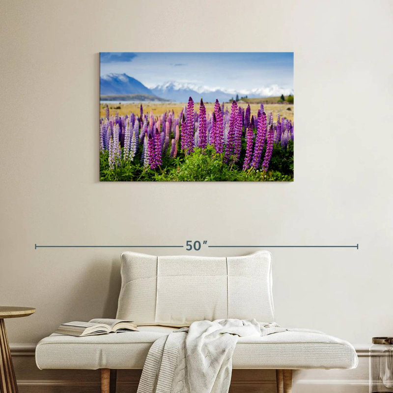 Harnek en fleurs mauves, H 24 po x l 36 po