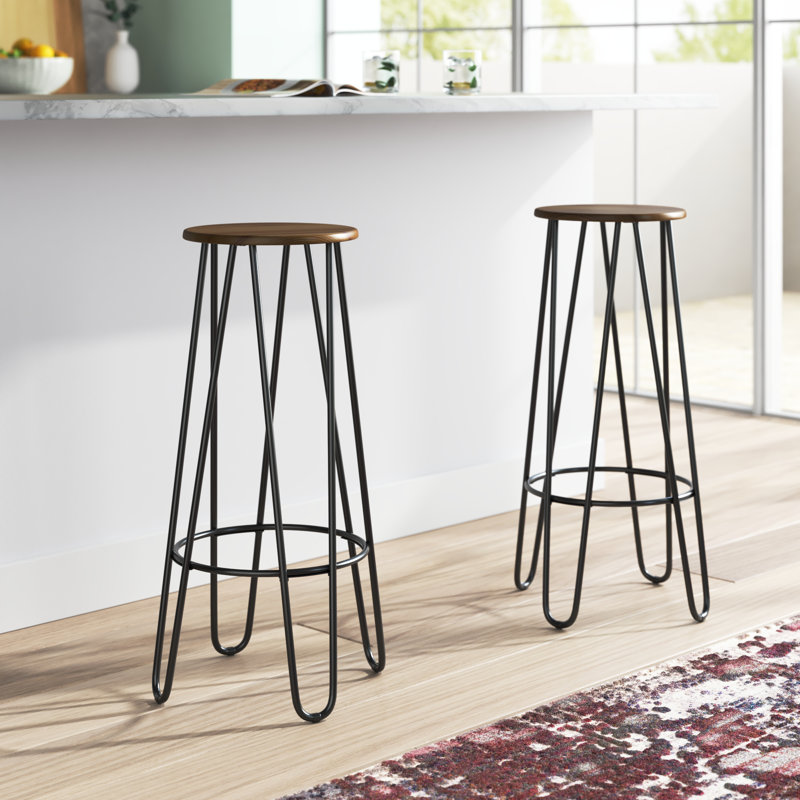 Laisha Counter Stool with Metal Frame, Walnut