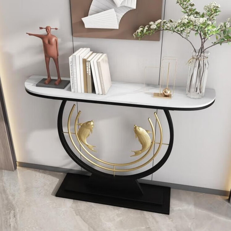 Console moderne en pierre frittée simple, Blanc, H 31,5 po x l 59 po x P 11,8 po