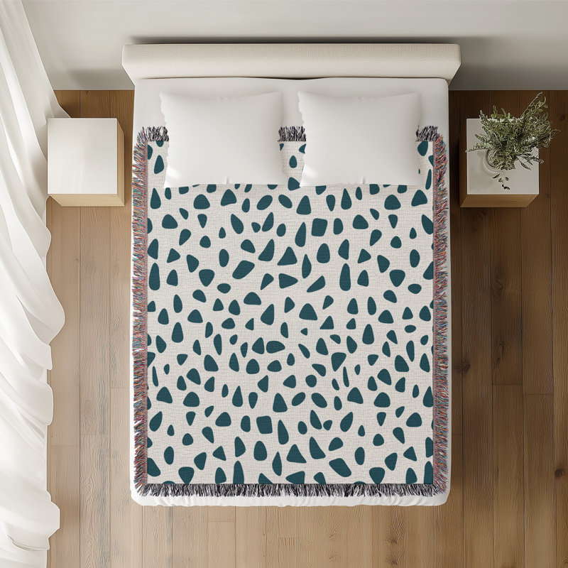 Jeté en coton Kambili, Bleu sarcelle, 60 po x 80 po