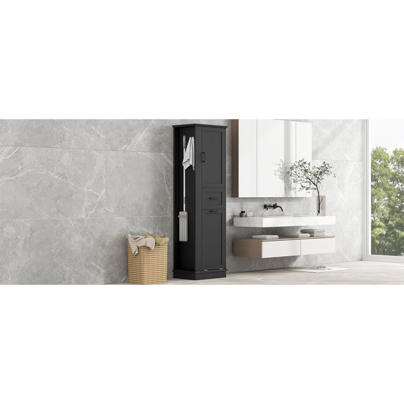Modern Tall Storage Cabinet – Tilt-Out Compartment, Adjustable Shelves, 80LBS Capacity, Soft-Close Hinges, Aluminum Alloy Handles, Perfect For Bathroom & Home Organization