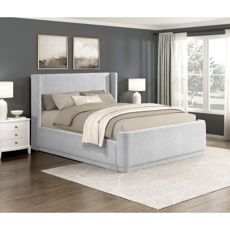 Zara Fully Upholstered Platform Bed, Gray, Full