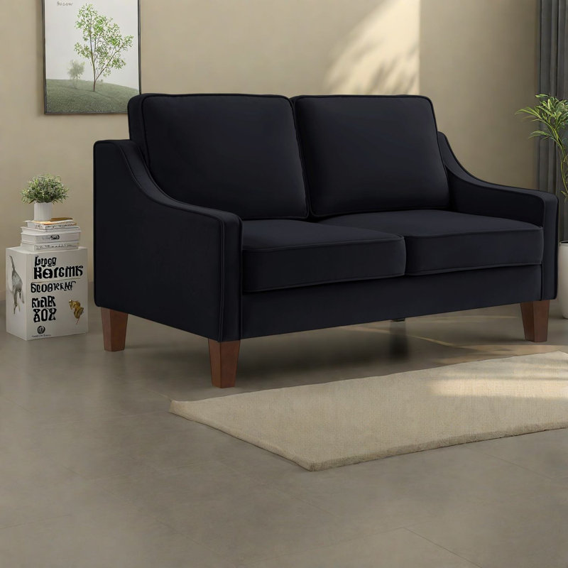 Canapé à ressorts, causeuse en velours de 51 pouces, maison compacte moderne