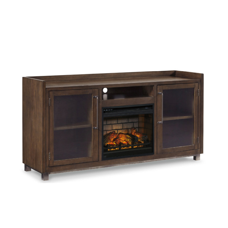 Dazya Unfinished TV Stand for TVs up to 65" with Fireplace Included