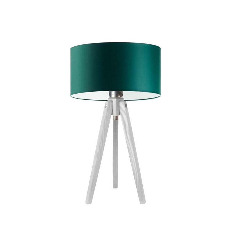 Balinas Solid Wood Tripod Lamp, White, Dark Green