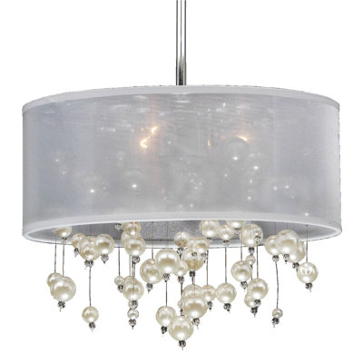 Lustre tambour 3 lumières à abat-jour Leal