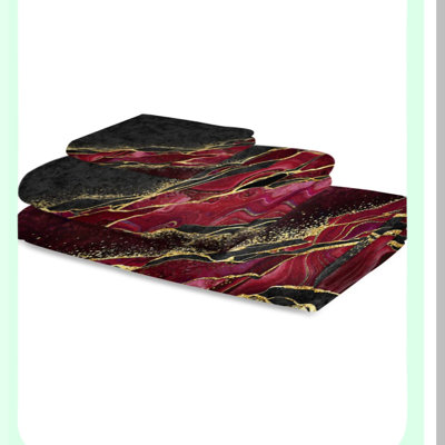 LuxMarble Quick-Dry Gradient Towels - Premium Red Bath Set for Beach, Kitchen, Gym, and Yoga