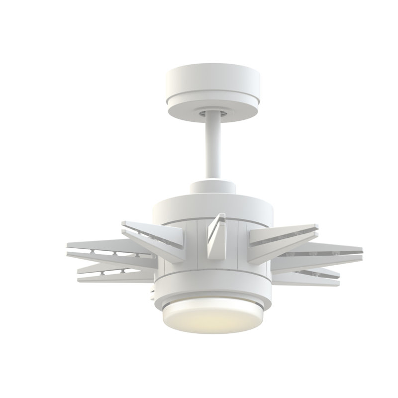 Odyn Indoor/Outdoor Custom Ceiling Fan DC Motor- Matte White with LED Light Kit, Matte White