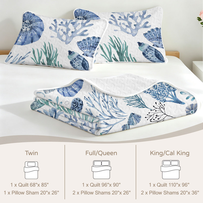 Bedspread Set, Full/Queen Bedspread + 2 Standard Pillowcases