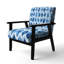 Chaise rembourrée Coastal - Fauteuil bleu Ikat-1676679986