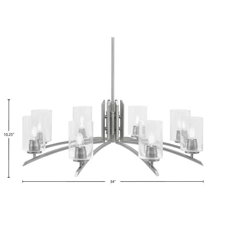 Kurve Light Chandelier With 4" Clear Bubble Glass, 58.25" H x 34" W x 34" D, Graphite, 8