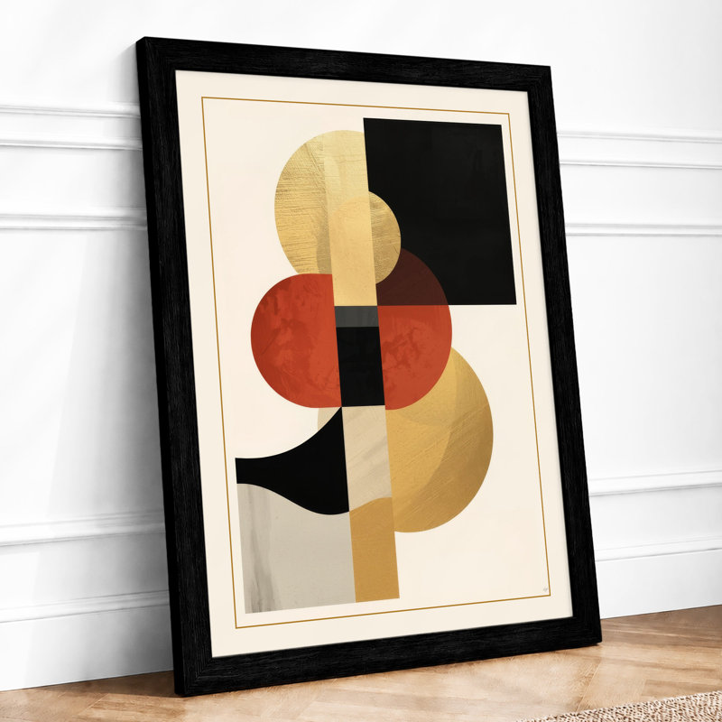 Abstraction Geometric - Framed Print, Black, A4 - 29.7 x 21.0 cm