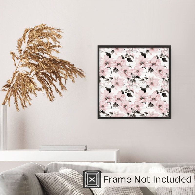 «Floral Flowers Glam», reproduction d'art sans cadre, H 24 po x l 24 po