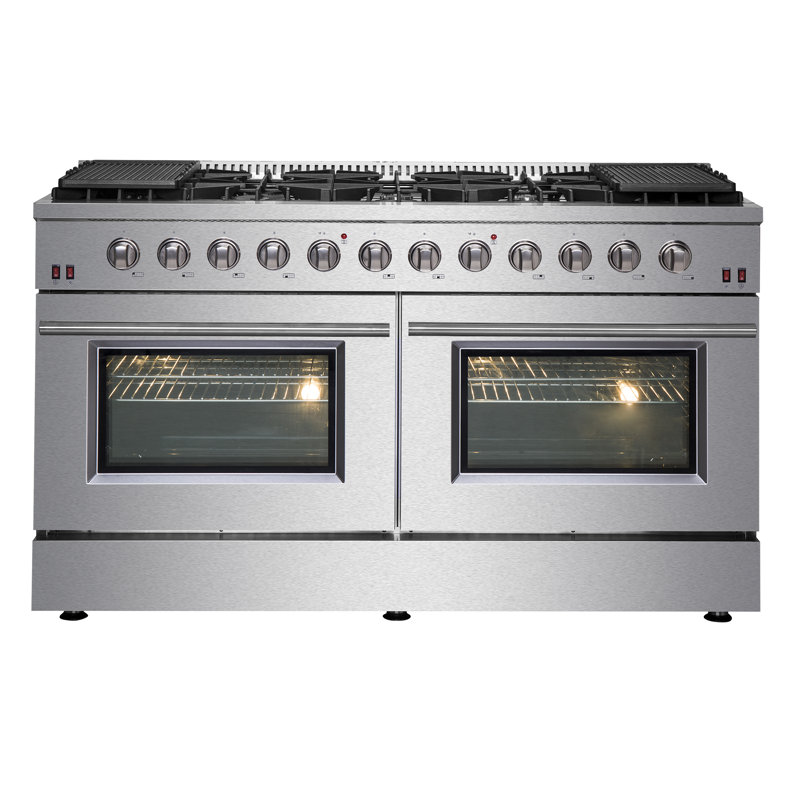 Cuisinière au gaz 60 pouces Galiano, 10 brûleurs, 8,64 pieds Fours à convection double