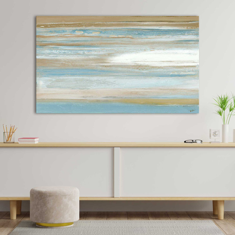 Teal Sunrise II par - Peinture, Toile tendue, H 24 po x l 40 po x P 1,5 po