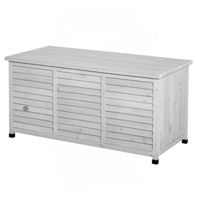 Boîte de rangement en bois 75 gallons, contenant de rangement extérieur avec espace d'aération et finition résistante aux intempéries, gris