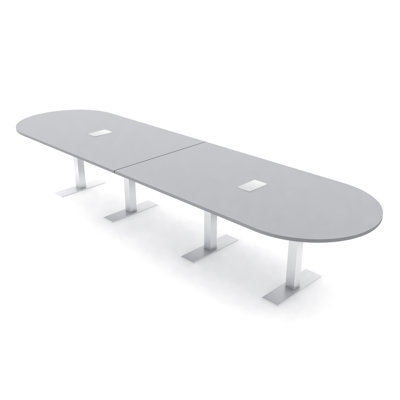 Racetrack Shaped Conference Table with Metal T Base | Electrical Unit