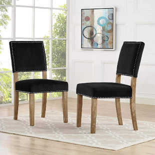 Chaises de salle à manger rembourrées en velours avec garniture cloutée Modern Performance (Ensemble de 2)