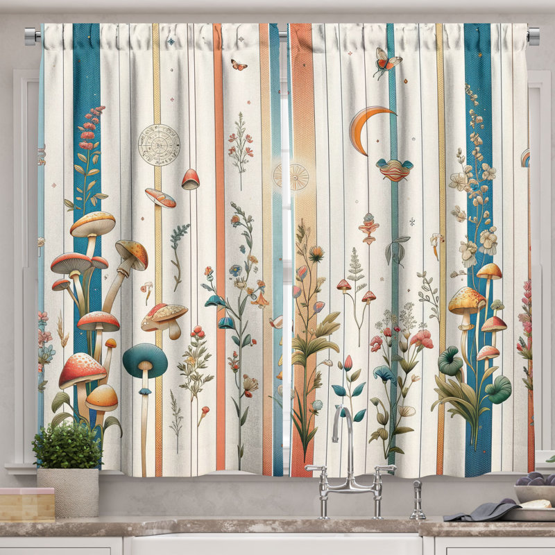 Floral Kitchen Curtain, 55" W x 30" L