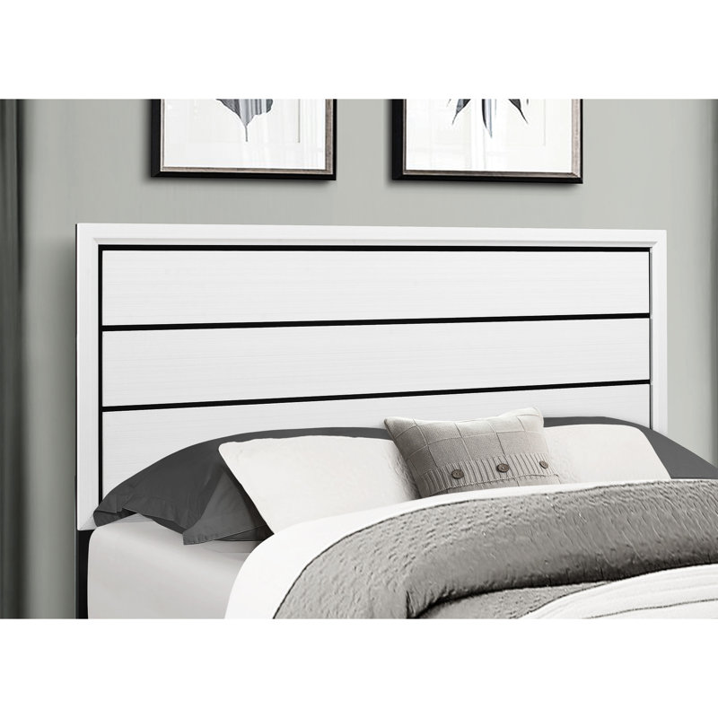 Lit double en blanc Mirage, avec une tête de lit élégante pour une nuit confortable, Lit double