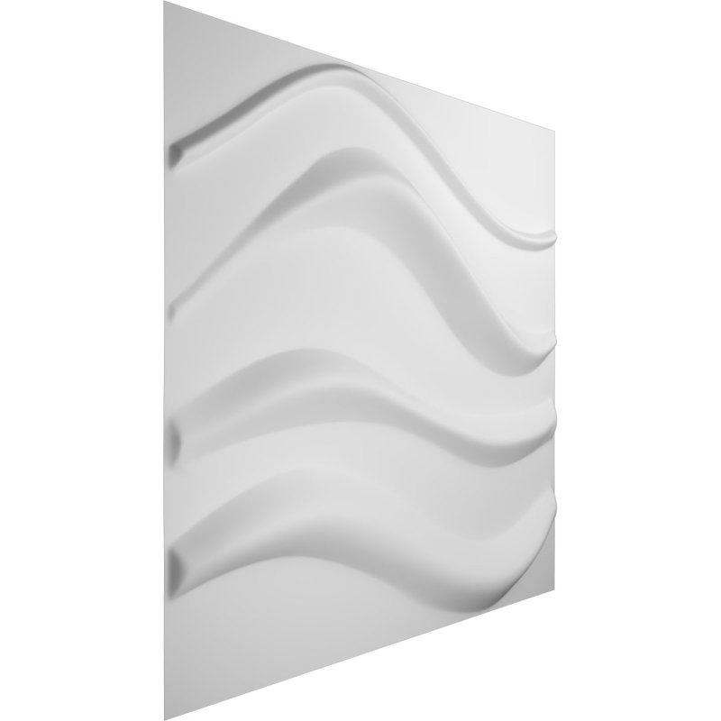 White PVC Wave 3D Decorative Wall Panel 19 5/8" x 19 5/8"