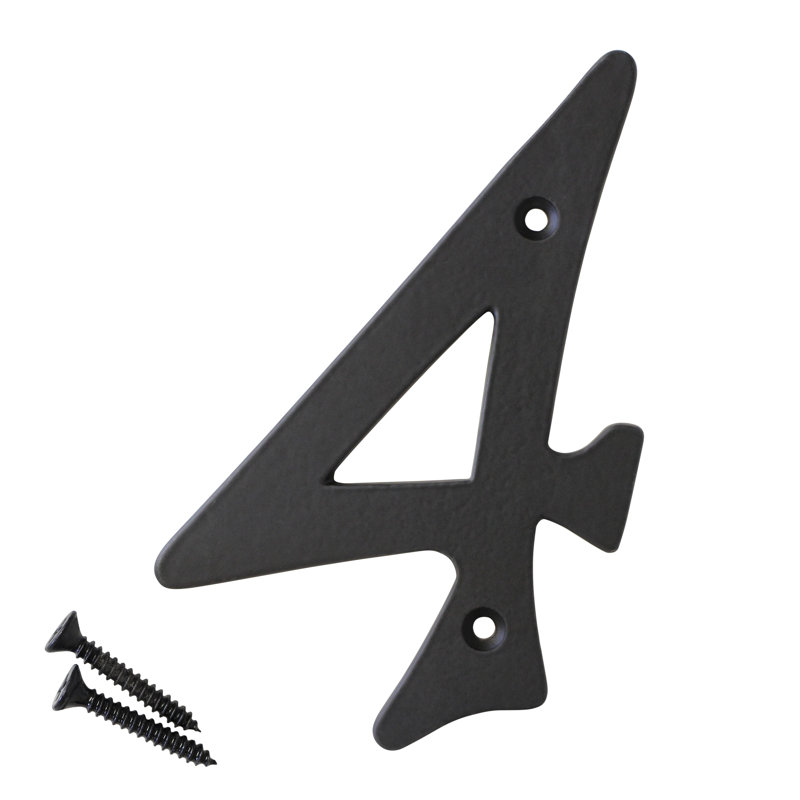 5 po. Numéro de maison de surface / encastré, 4, Noir, noir, noir, noir