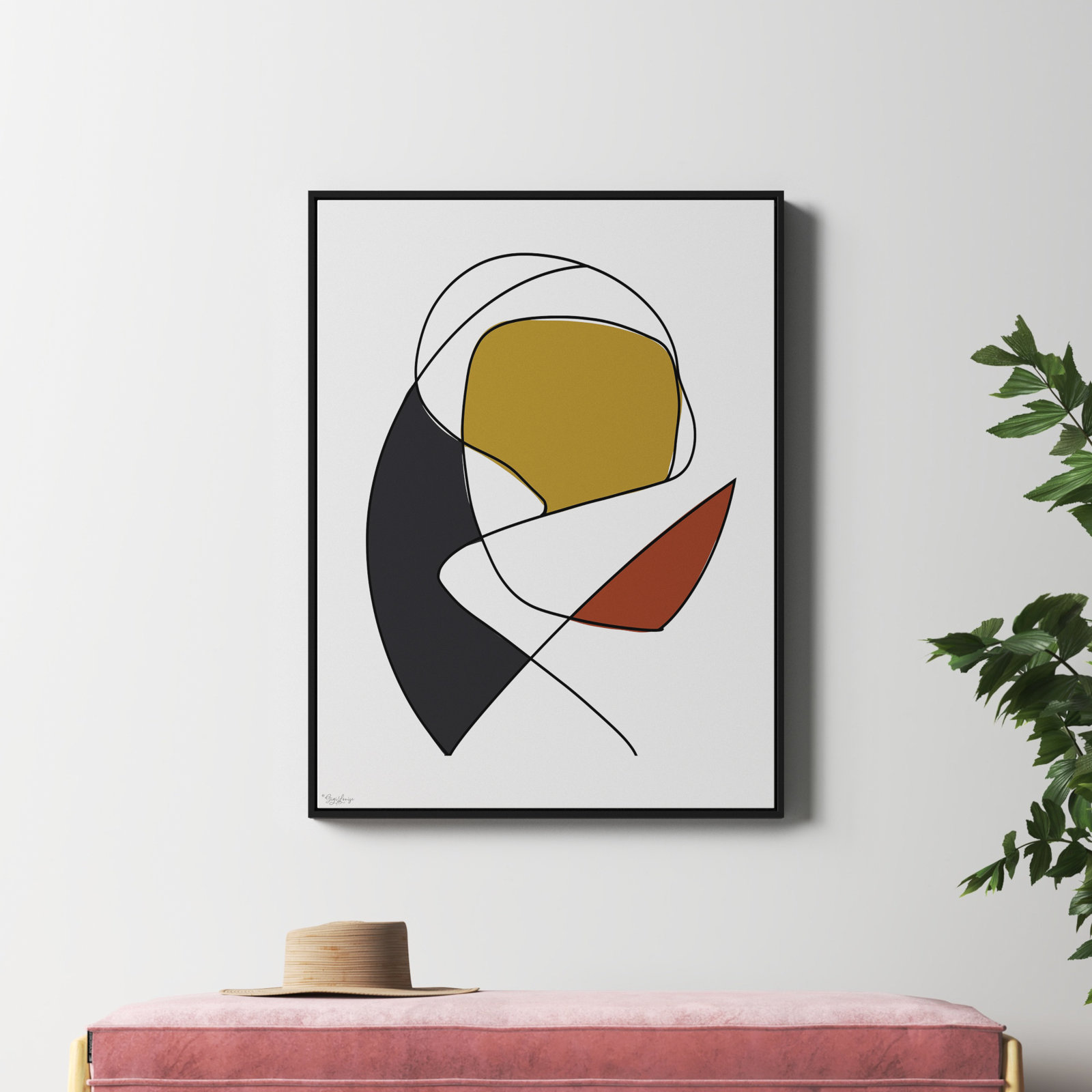 Paige "Abstract Tribeca 3" Print, Black, 41.5" H x 31.5" W x 2" D
