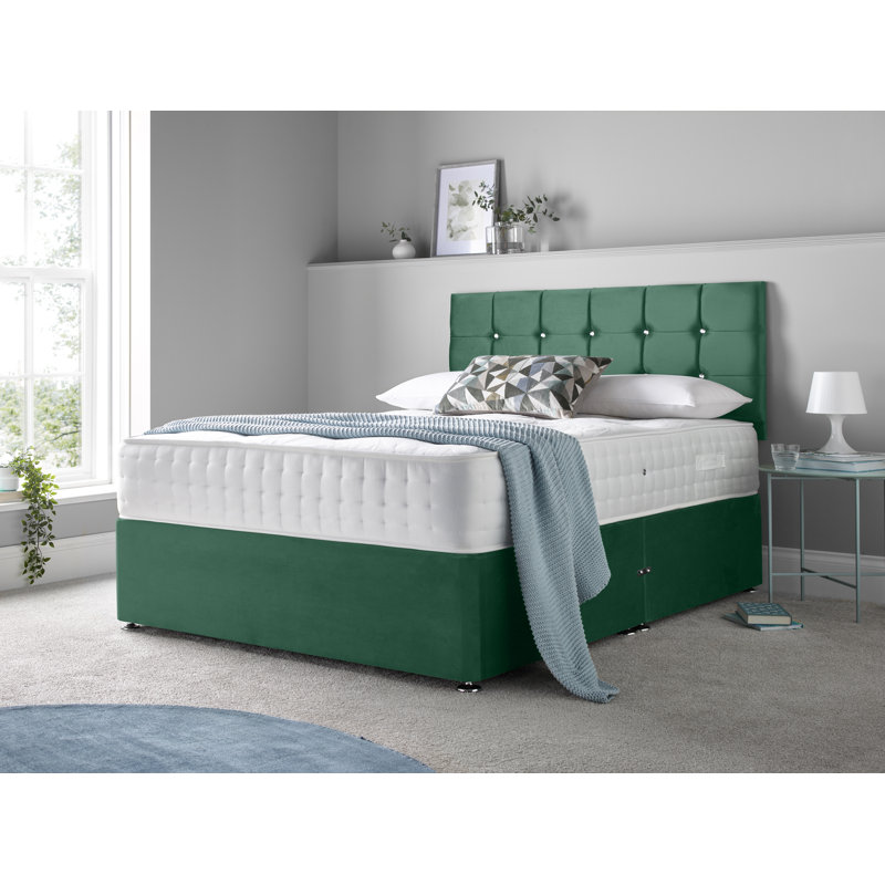 Adarah Divan Bed Set, Green, Small Single (2'6), No Drawers