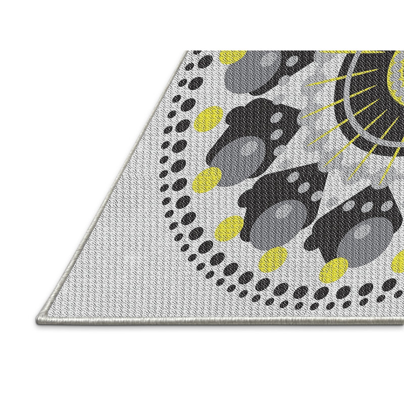 Laine tissée à la main et polyester noir/jaune/gris Tapis décoratif, Rectangle 8 pi x 10 pi
