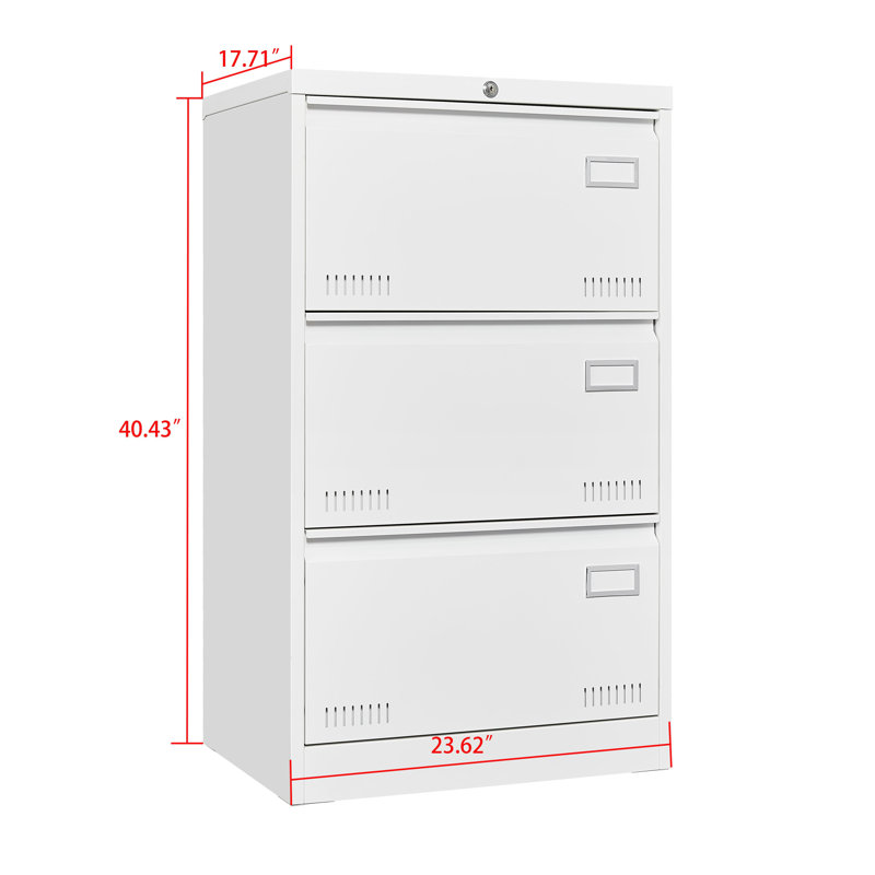 Classeurs en métal de style moderne avec trois tiroirs verrouillables pour format légal / lettre / A4 / F4, Blanc
