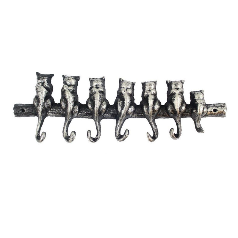 Crochets muraux moulés en fonte Lerna, Argent rustique