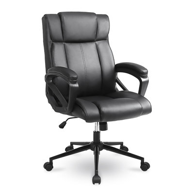 Bezalel High Back Faux Leather Executive Desk Chair Home Office Chair With Padded Arm