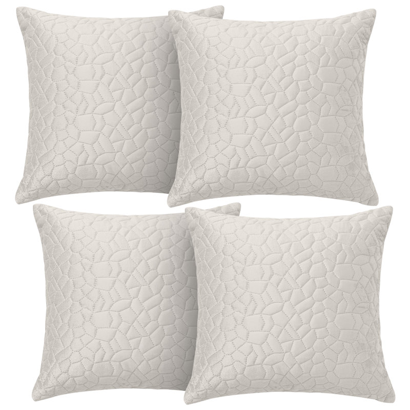 Aspire Homeware Geometric Square Velvet Cushion Covers, White, Pack of 4