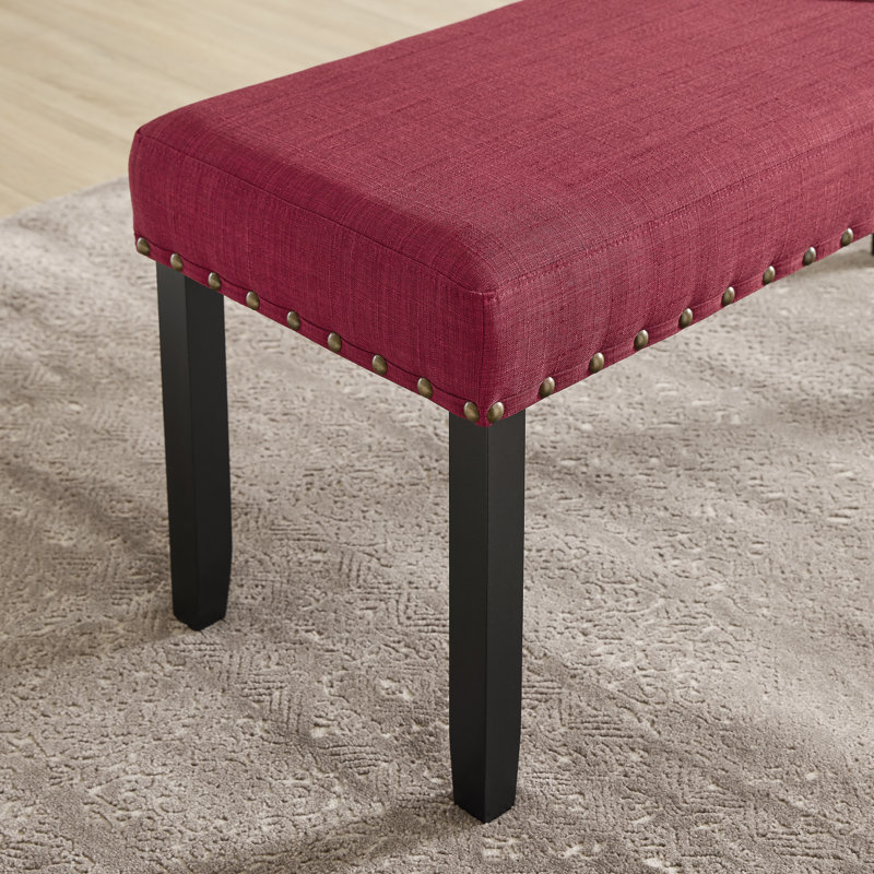 Fabric Dining Bench with Nailhead Trim, Red