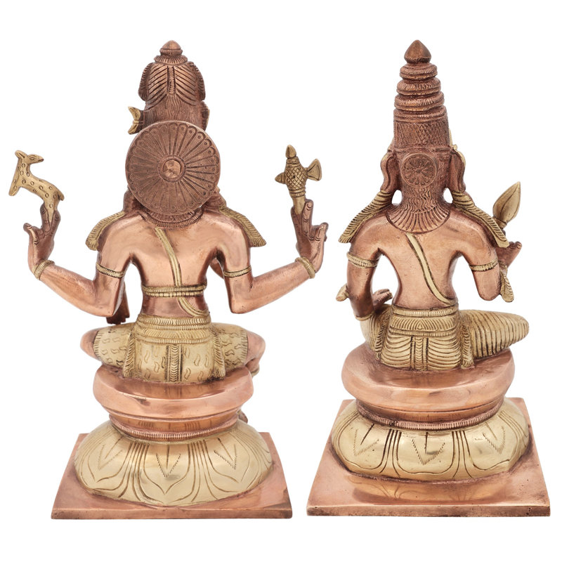 Ensemble de 2 statues Shiva as Pashupatinath avec déesse Parvati
