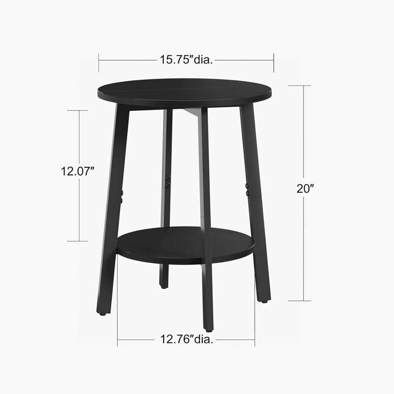 2-Tier Round Side Table Set Of 2 With Storage Shelf, Space-Saving End Tables For Living Room, Bedroom, And Small Spaces, Sturdy Metal Legs, Easy Assembly