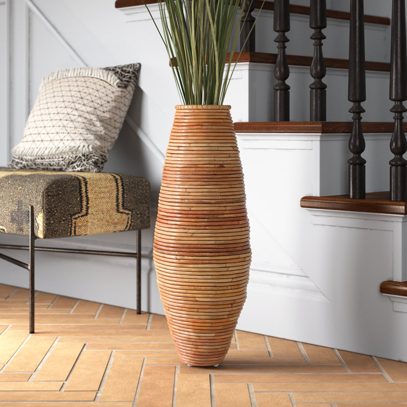 Rika Handmade Rattan Floor Vase, 36.5" H x 12.8" W x 12.8" D