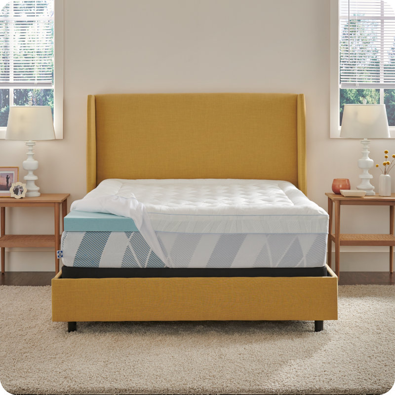 Sealy Dreamlife 3” Medium-Soft Gel Memory Foam Mattress Topper + 1” Quilted Cooling Cover, Queen