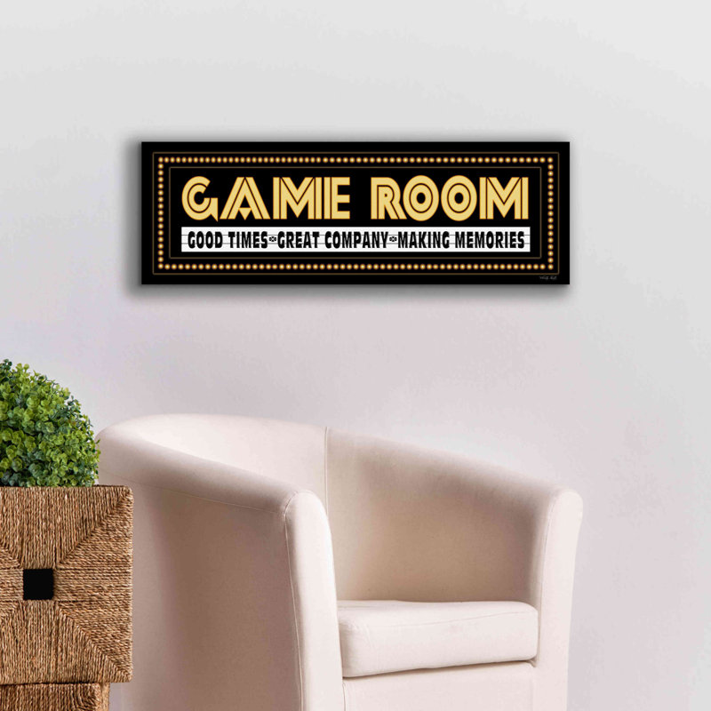 «Game Room Sign» par Cindy Jacobs, estampe numérique sur toile, H 12 po x l 36 po