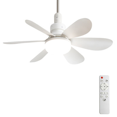 20-Inch Socket Fan Light Portable Ceiling Fan with Light and Remote, 3-Color Dimmable LED, Silent DC Motor, 2/4H Timer, Screw In Design for Small Rooms