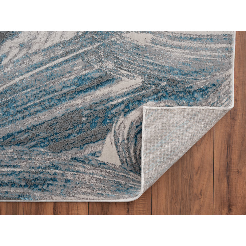 Tapis bleu clair Afsari, Rectangle 5 pi 2 po x 7 pi 5 po