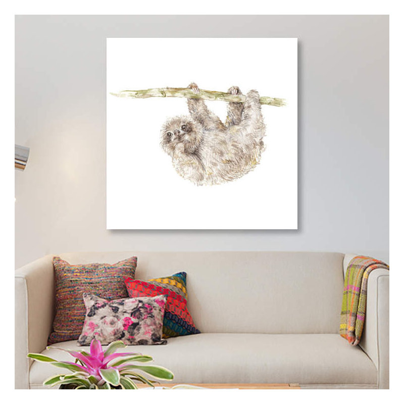 Art sur toile paresseux, H 12 po x l 12 po x P 1,5 po