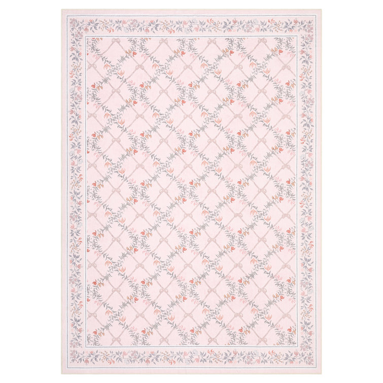 Modern Machine Washable Area Rugs Diamond Floor Mats with Non-Slip Backing, Non-Shedding Floral Print Accent Rug, Foldable Soft Low Pile Indoor Carpet