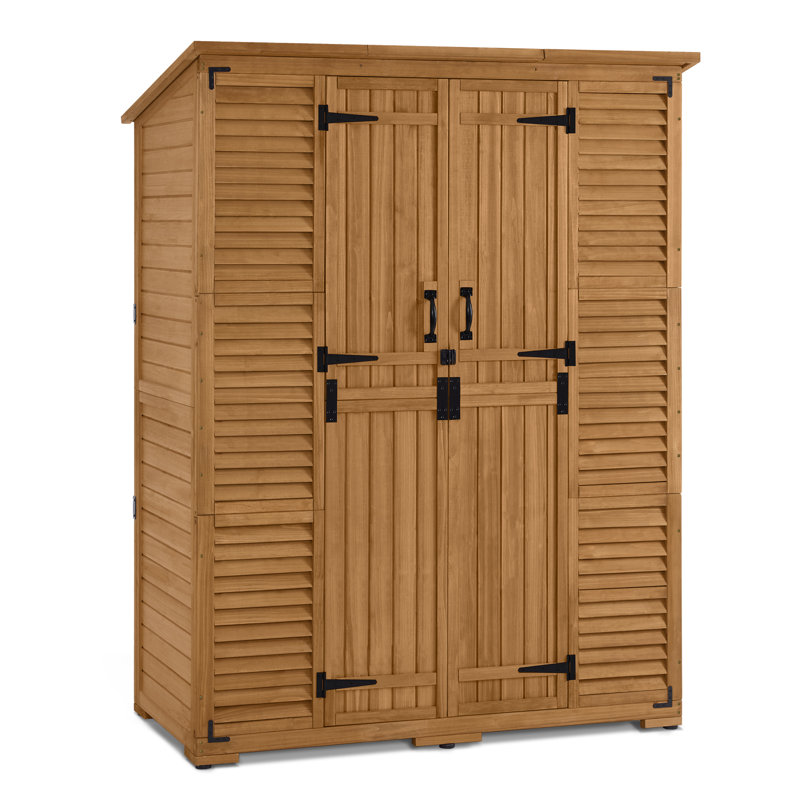 5 ft. W x 2 ft. D Outdoor Storage Shed with Double Lockable Doors and Waterproof Asphalt Roof, Yellow