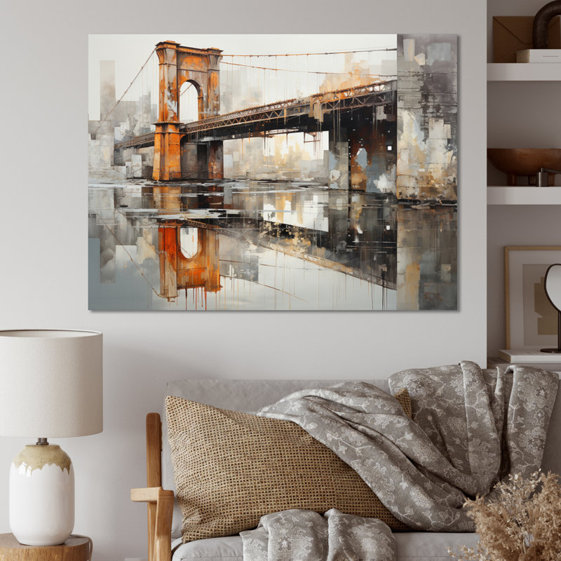Edem " Grey Bridge Industrial Crossings ", H 24 po x l 32 po x P 1 po, Toile tendue