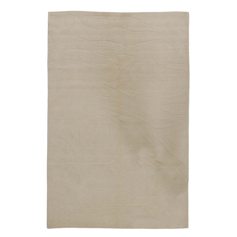 Tapis beige noué à la main 5 pi 9 po x 8 pi 9 po